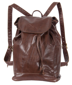 L1039-12 Backpack in an Authentic Old World Deep Chestnut Brown Leather. Part of The On the Tee Vintage Golf Collection and Cosmetic and Travel, Vintage Canadiana, and Totes Collections 10"x15"x5.5"