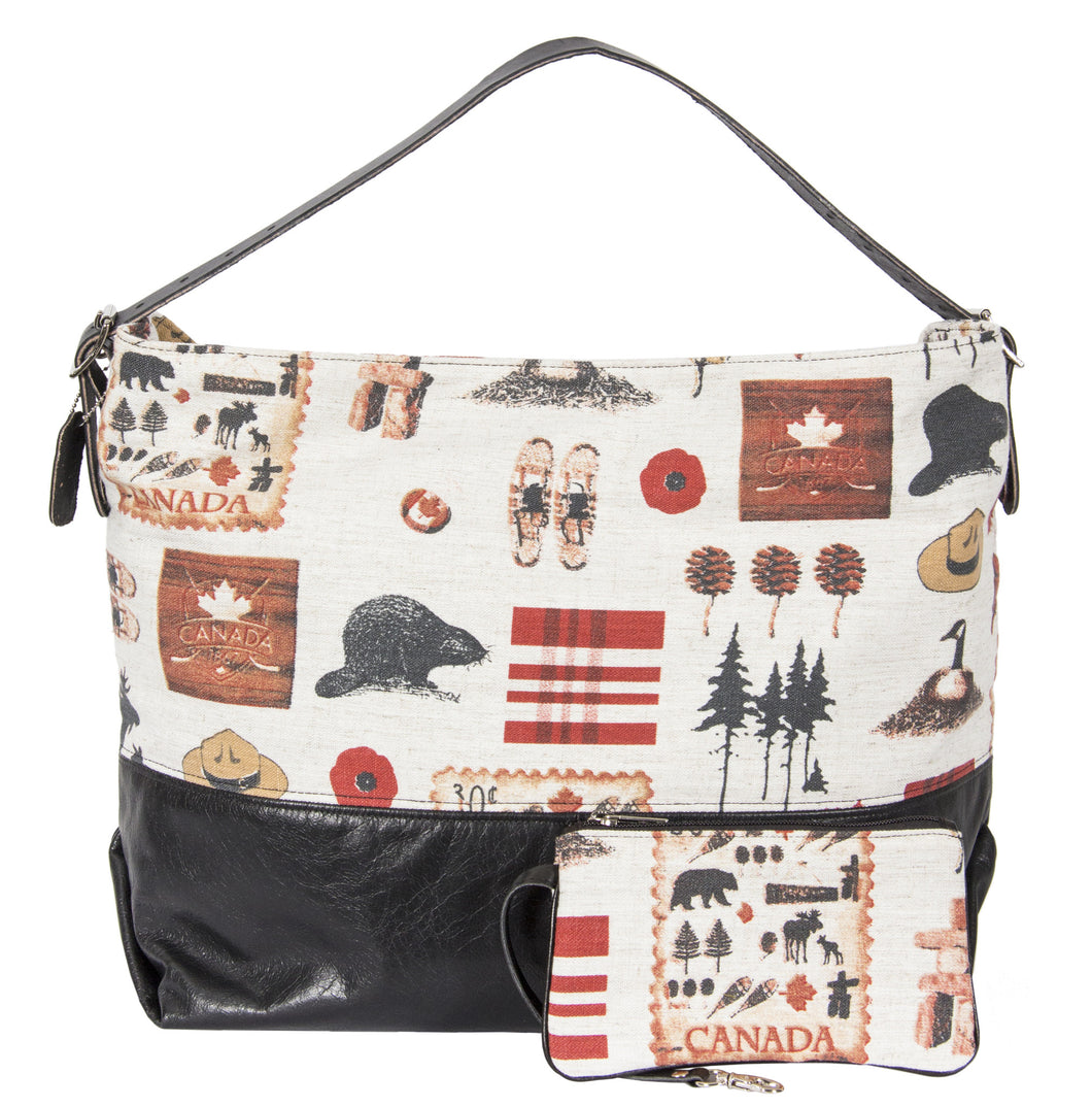 L1024-NRTH Day Tote Traveller Relaxed Every Day Tote with Structured Leather Base and Adjustable Bridle Leather Shoulder Strap Part of the Vintage Canadiana, Cosmetic and Travel Collections 21