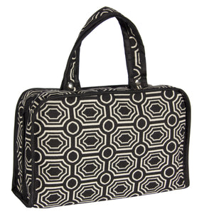 L167-1423 Pull Apart Large Cosmetic Bag 12"x8x4" This Bradstreet Ebony Double Handles with Snaps pulls apart to give you lots of Compartments inside for large Bottles of shampoo, toiletries and more is part of Cosmetic and Travel Accessories Collection