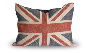 L626-1355 Union Jack 13"x17" Pillow Knife Edge with Zipper Feather Insert reverse to solid Zips off for easy Laundering Part of Home Trends and Comforts Collection