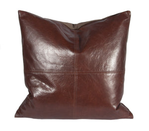 L642-12 18"x18" This Authentic Brown Leather Pillow in a quarter Stitch , adds to this unique vintage style, part of Unbridled Passion Collection