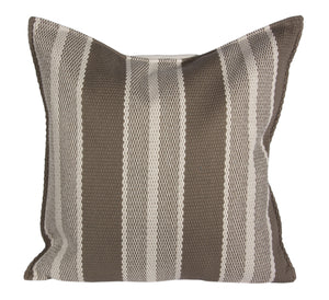L643-2001 20"x20" Frivolous Latte Heavy Striped Pillow reverse to Solid with Feather Insert part of the Lake House Collection, Zipper Closure for easy removal of Insert for Laundering