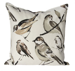 L643-3187 Pillow 20"x20" Birdwatcher Charcoal Feather Filled part of The Home Trends and Comforts Collection