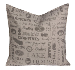 L643-MEM 20x20" Pillow with a Feather Insert and a Coordinating Ticking Stripe on the Reverse for the Lake House Collection