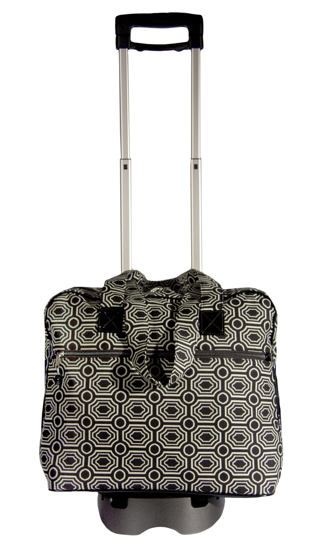 L759-1423 Trolley Tote Bradstreet Ebony w Trolley Cart trimmed w Black Patent. Spacious Interior Tote Double Straps and Removable Trolley Cart. Part of the Cosmetic and Travel Collection 10