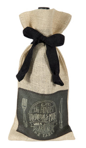 L772-FOND-B 7"x13" Fondest Memories Chalkboard Wine Bottle Bag, Heat Transfer Printed and designed in Canada, Chalk Style with on trend design, part of The Chalkboard Collection comes with a Cotton Twill Tape Ribbon
